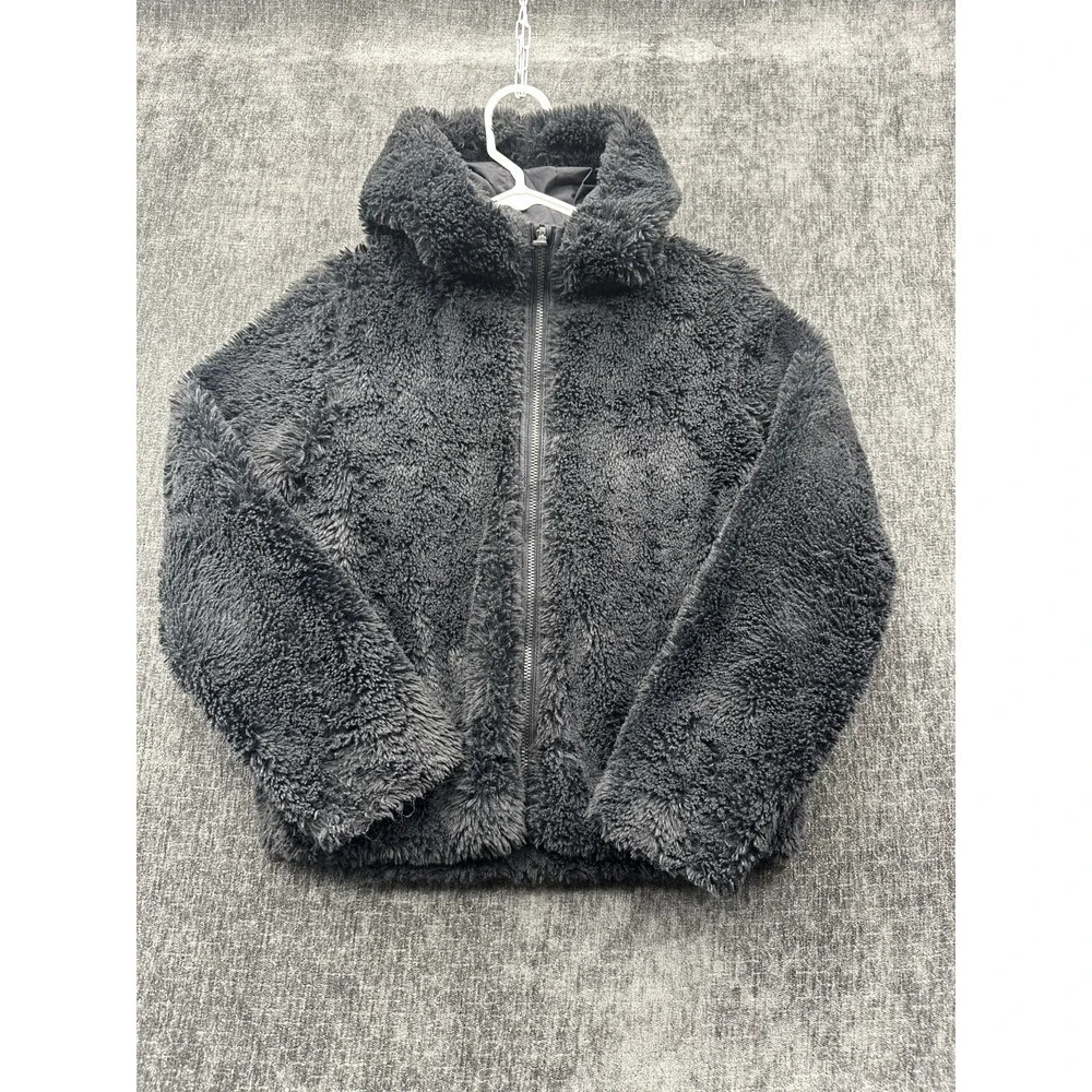 Under Armour Coldgear Cozy Fleece Jacket Youth L Black Loose Fit Warmth Hooded